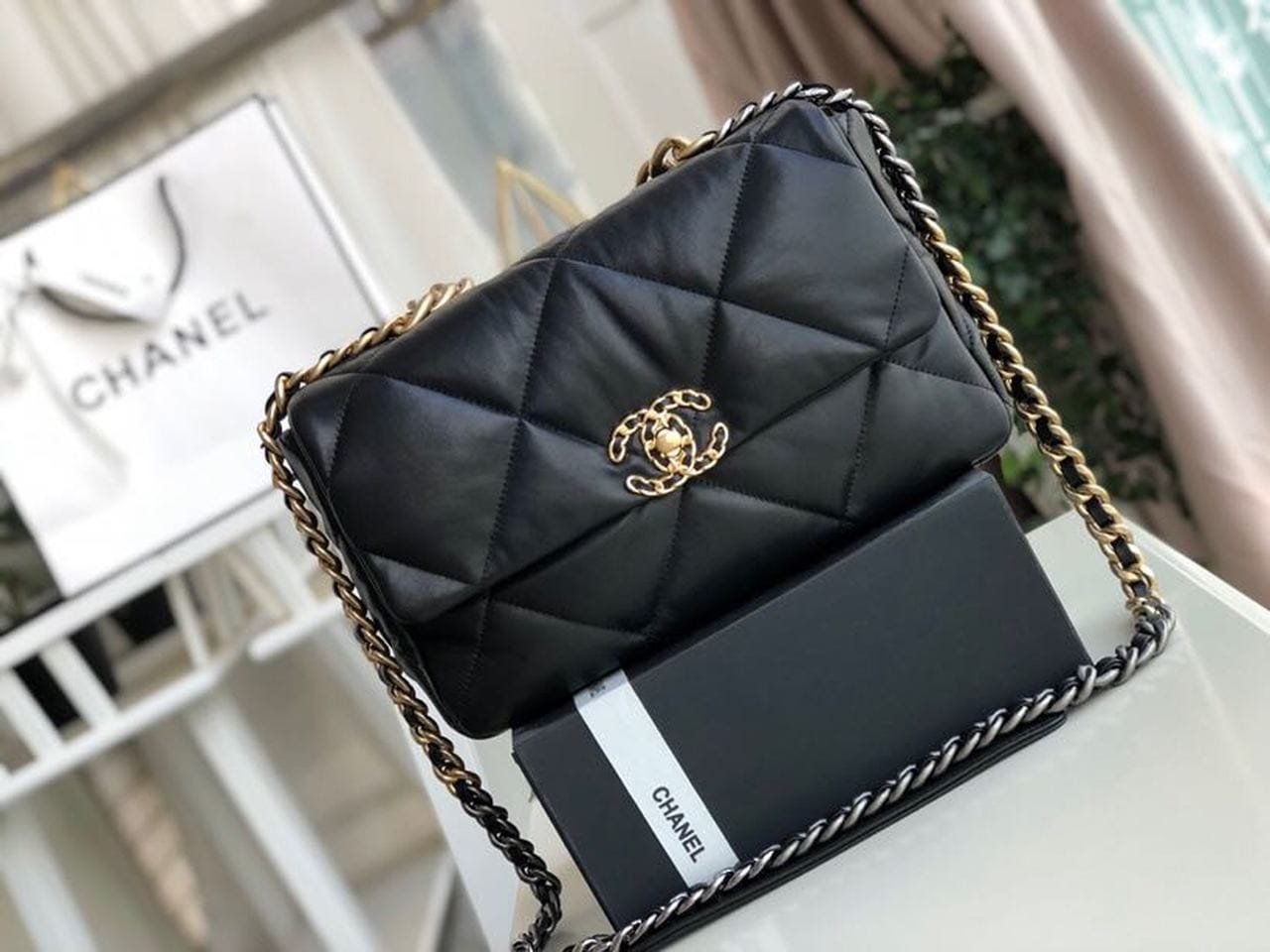 Chanel 19 Flap Bag 30cm Goatskin Leather Fall/Winter Act 1 Collection, Black