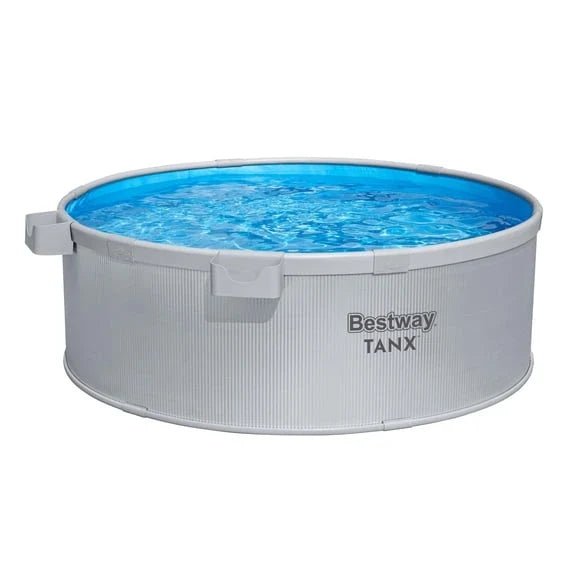 Bestway TANX 6′ x 24″ Round Above Ground Stock Tank Metal-Walled Above Ground Pool, All-in-One Set